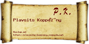 Plavsits Koppány névjegykártya